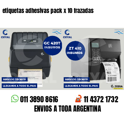 etiquetas adhesivas pack x 10 frazadas