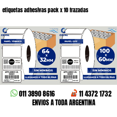 etiquetas adhesivas pack x 10 frazadas