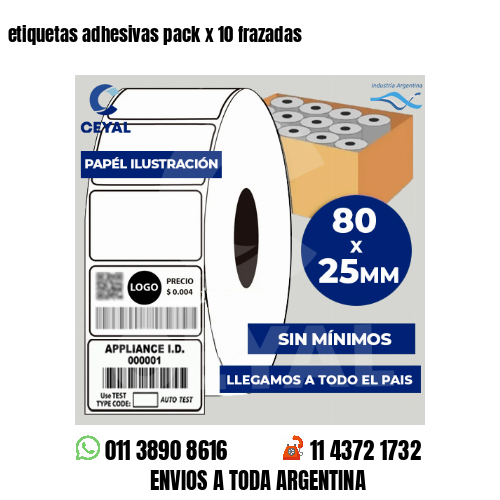 etiquetas adhesivas pack x 10 frazadas