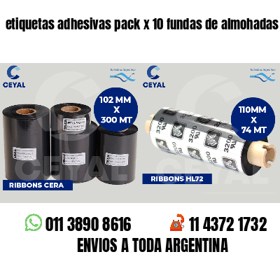 etiquetas adhesivas pack x 10 fundas de almohadas