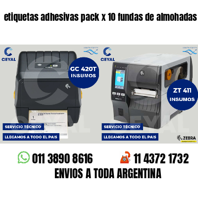etiquetas adhesivas pack x 10 fundas de almohadas