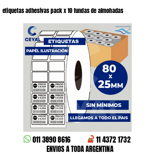 etiquetas adhesivas pack x 10 fundas de almohadas
