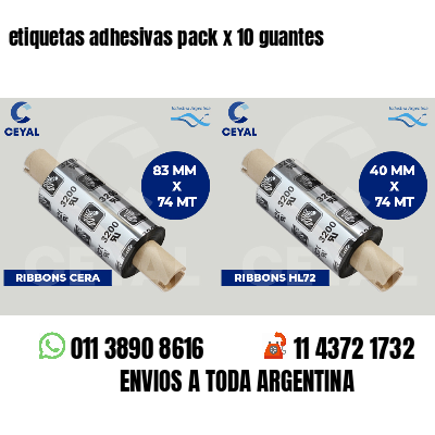 etiquetas adhesivas pack x 10 guantes