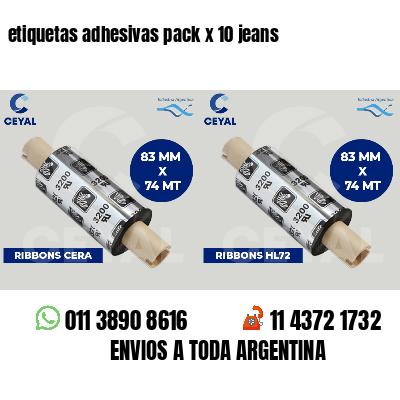 etiquetas adhesivas pack x 10 jeans