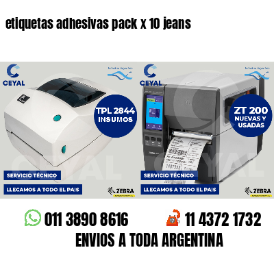 etiquetas adhesivas pack x 10 jeans