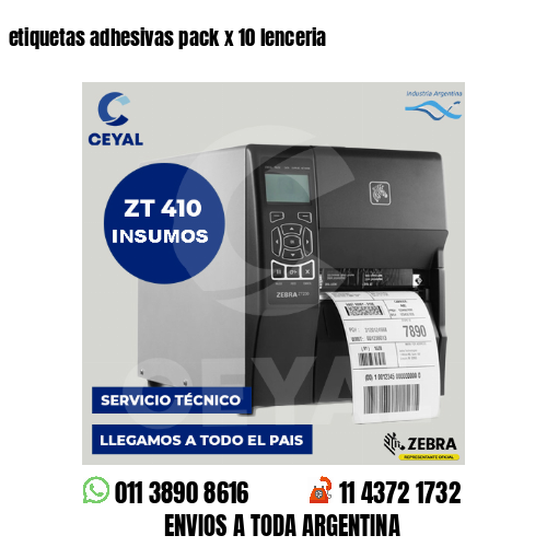 etiquetas adhesivas pack x 10 lenceria