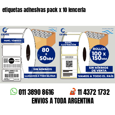etiquetas adhesivas pack x 10 lenceria