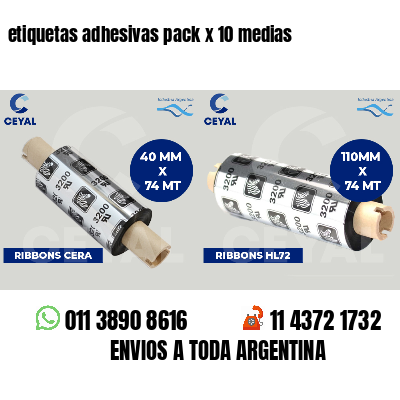 etiquetas adhesivas pack x 10 medias