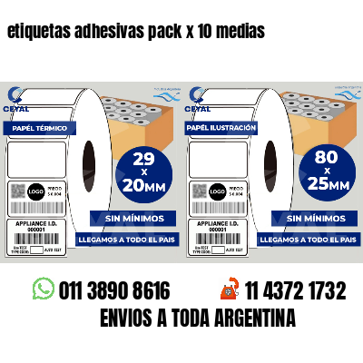 etiquetas adhesivas pack x 10 medias