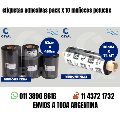etiquetas adhesivas pack x 10 muñecos peluche