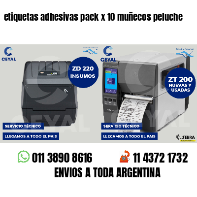 etiquetas adhesivas pack x 10 muñecos peluche