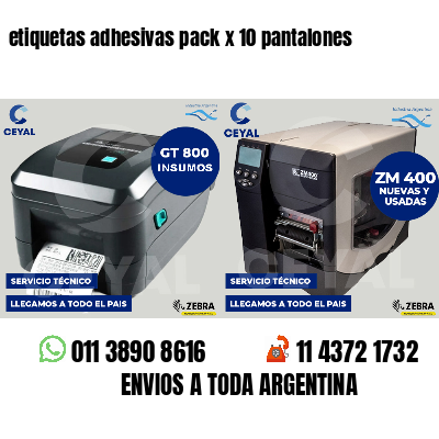 etiquetas adhesivas pack x 10 pantalones