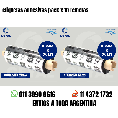 etiquetas adhesivas pack x 10 remeras