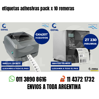 etiquetas adhesivas pack x 10 remeras