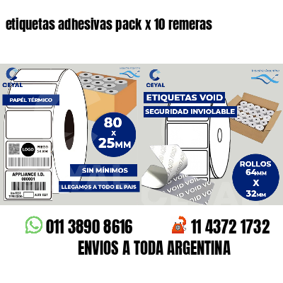 etiquetas adhesivas pack x 10 remeras