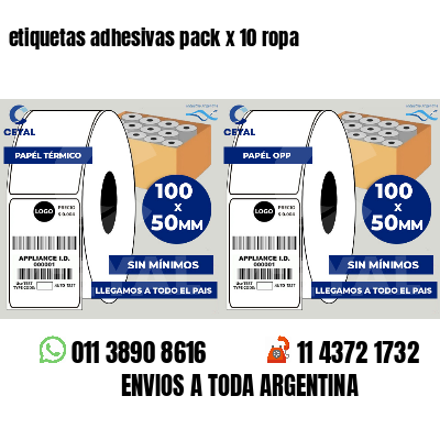 etiquetas adhesivas pack x 10 ropa
