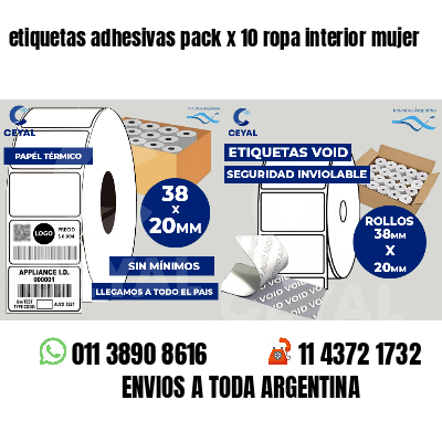 etiquetas adhesivas pack x 10 ropa interior mujer