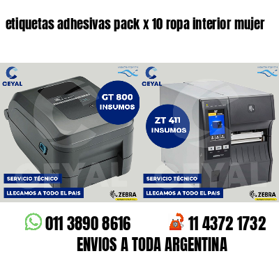 etiquetas adhesivas pack x 10 ropa interior mujer