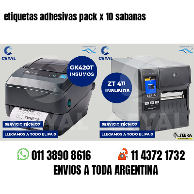 etiquetas adhesivas pack x 10 sabanas