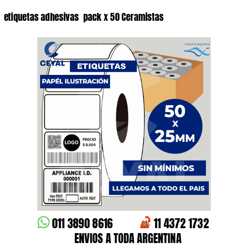 etiquetas adhesivas  pack x 50 Ceramistas