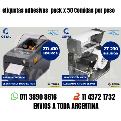 etiquetas adhesivas  pack x 50 Comidas por peso