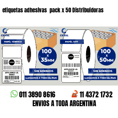 etiquetas adhesivas  pack x 50 Distribuidoras