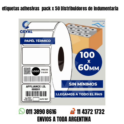 etiquetas adhesivas  pack x 50 Distribuidores de indumentaria