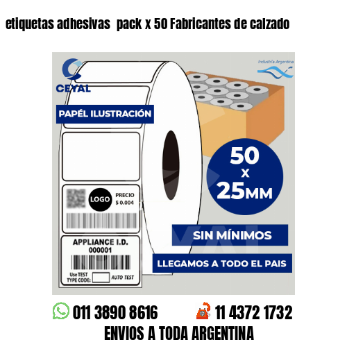 etiquetas adhesivas  pack x 50 Fabricantes de calzado