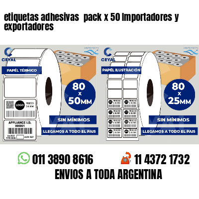 etiquetas adhesivas pack x 50 Importadores y exportadores
