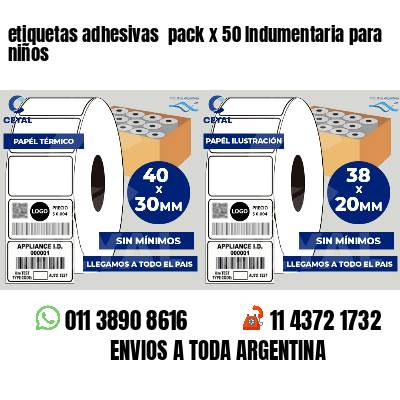 etiquetas adhesivas pack x 50 Indumentaria para niños