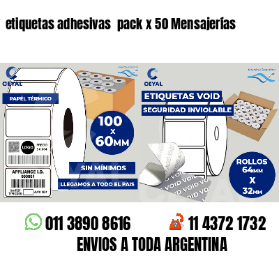etiquetas adhesivas pack x 50 Mensajerías