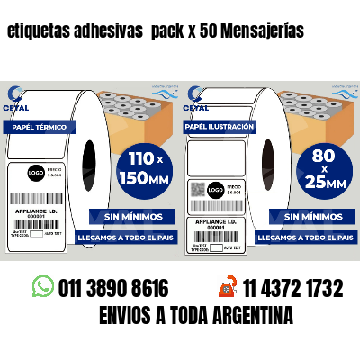 etiquetas adhesivas pack x 50 Mensajerías