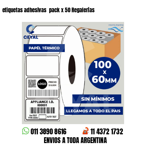 etiquetas adhesivas  pack x 50 Regalerías