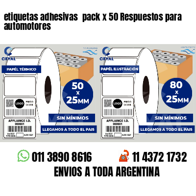 etiquetas adhesivas pack x 50 Respuestos para automotores