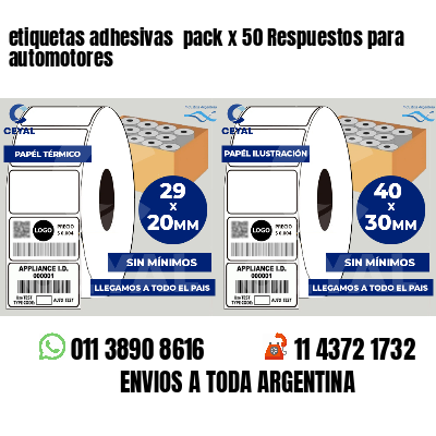 etiquetas adhesivas pack x 50 Respuestos para automotores