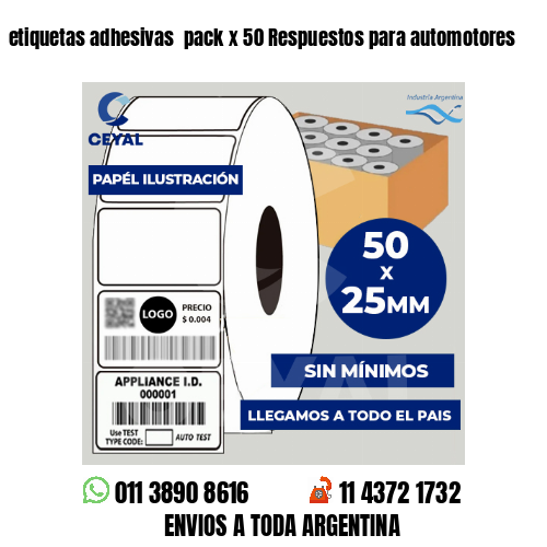 etiquetas adhesivas  pack x 50 Respuestos para automotores