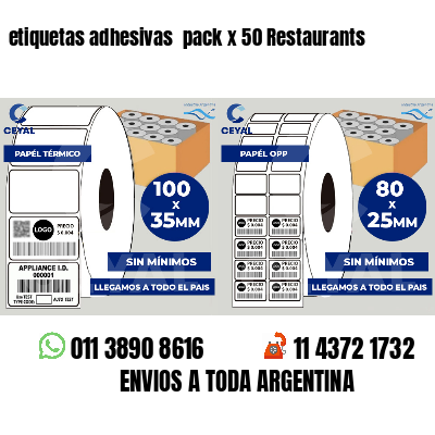 etiquetas adhesivas pack x 50 Restaurants