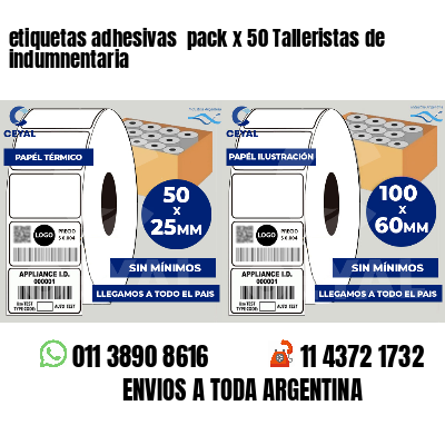 etiquetas adhesivas pack x 50 Talleristas de indumnentaria