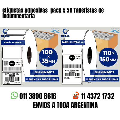 etiquetas adhesivas pack x 50 Talleristas de indumnentaria