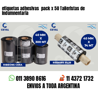 etiquetas adhesivas pack x 50 Talleristas de indumnentaria