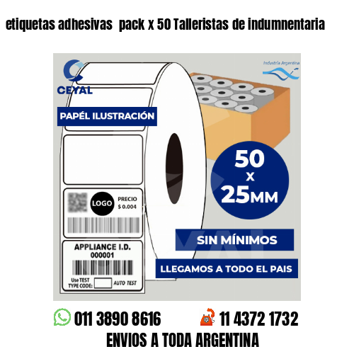 etiquetas adhesivas  pack x 50 Talleristas de indumnentaria