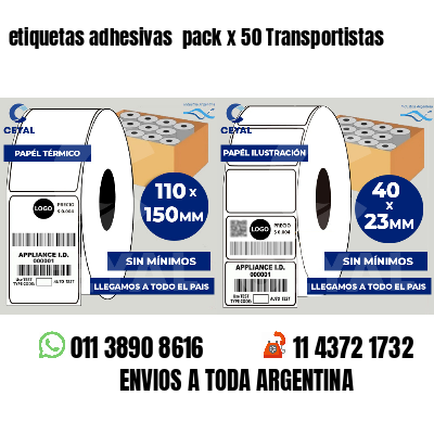 etiquetas adhesivas  pack x 50 Transportistas