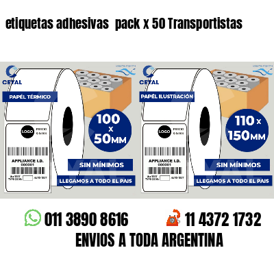 etiquetas adhesivas pack x 50 Transportistas