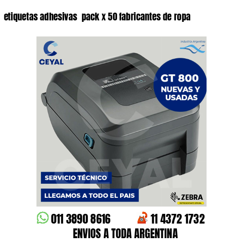 etiquetas adhesivas  pack x 50 fabricantes de ropa