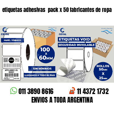 etiquetas adhesivas pack x 50 fabricantes de ropa