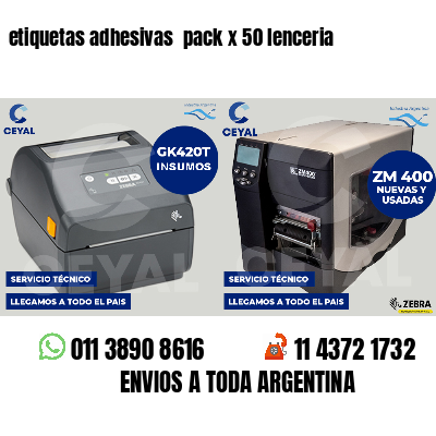 etiquetas adhesivas pack x 50 lenceria