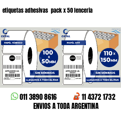 etiquetas adhesivas pack x 50 lenceria