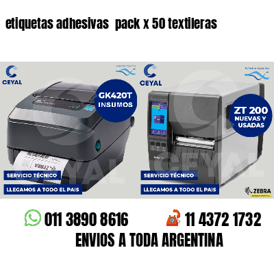 etiquetas adhesivas  pack x 50 textileras