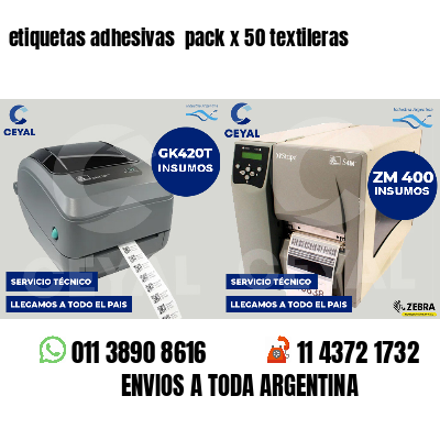etiquetas adhesivas pack x 50 textileras