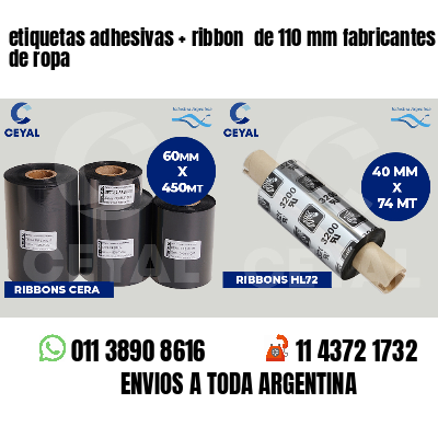 etiquetas adhesivas ribbon de 110 mm fabricantes de ropa